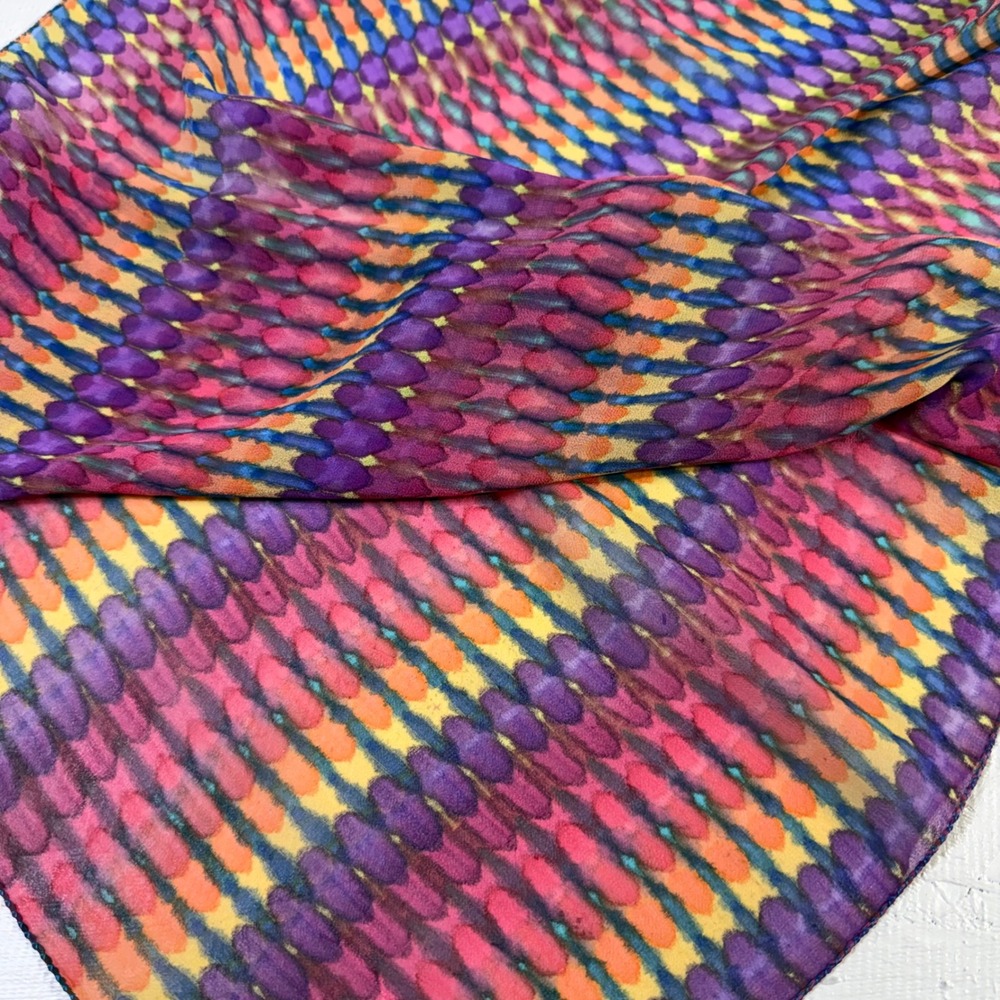 Sheer Scarf Multicolor Geometric Rainbow Print 65 Inch